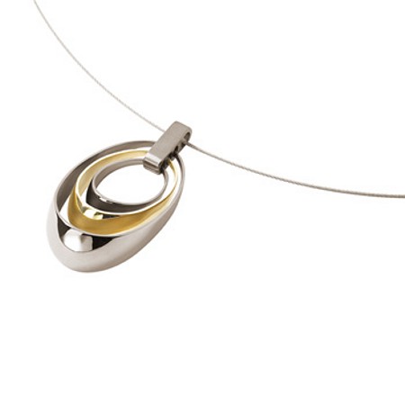 Titanium Triple Oval Pendant with Gold plating 0742-02 - Click Image to Close